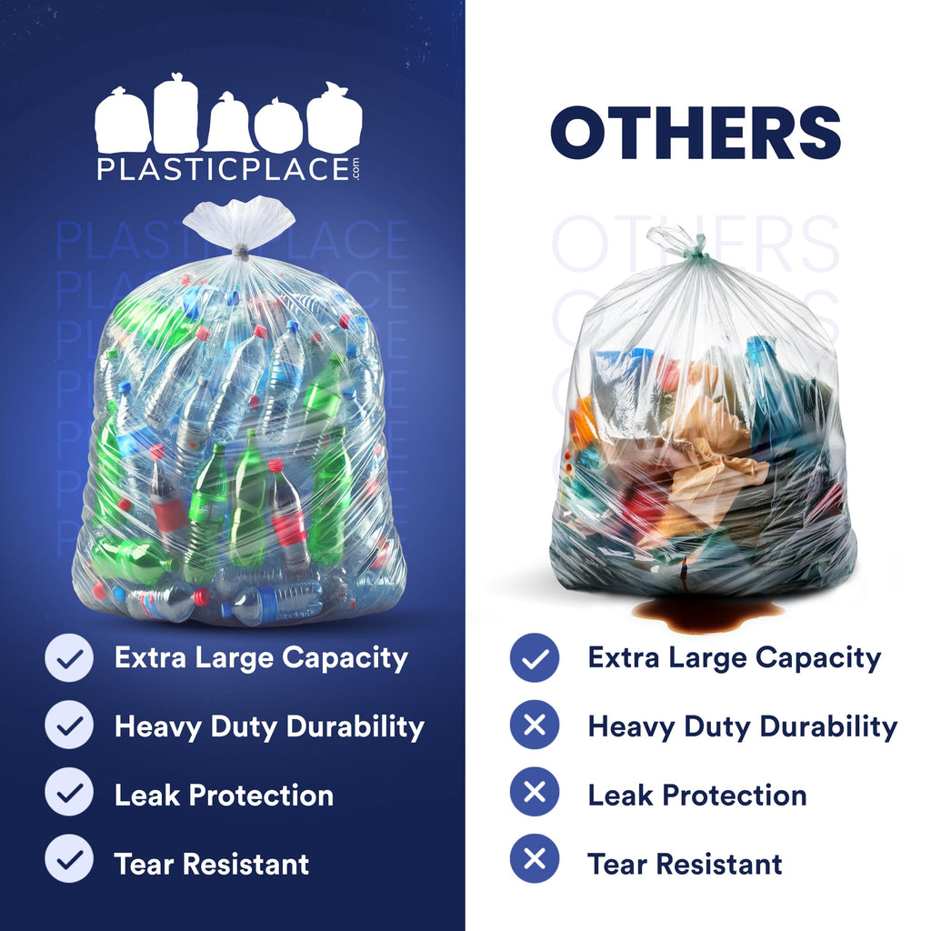 95-96 Gallon 2 Mil Clear Heavy Duty Trash Bags 25 Count W900