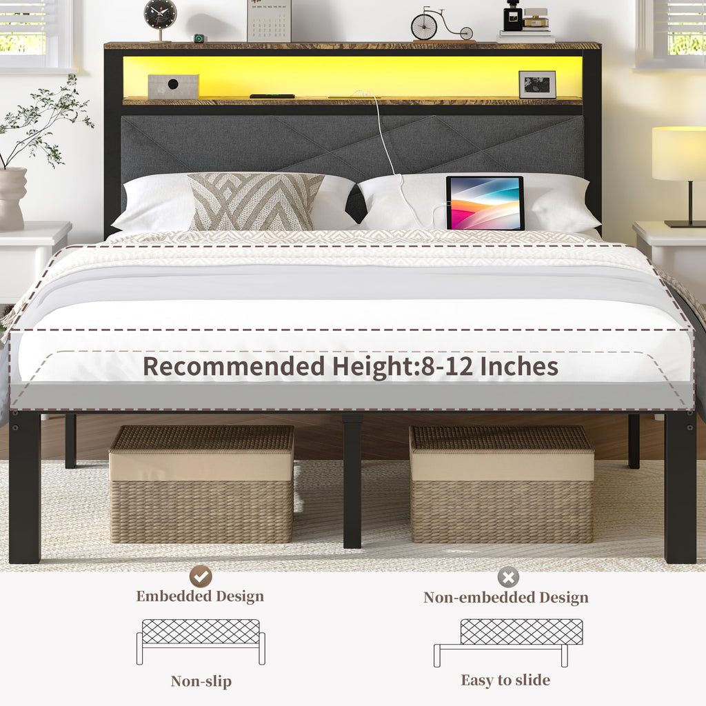 Queen Bed Frame with USB Charging Station F313295