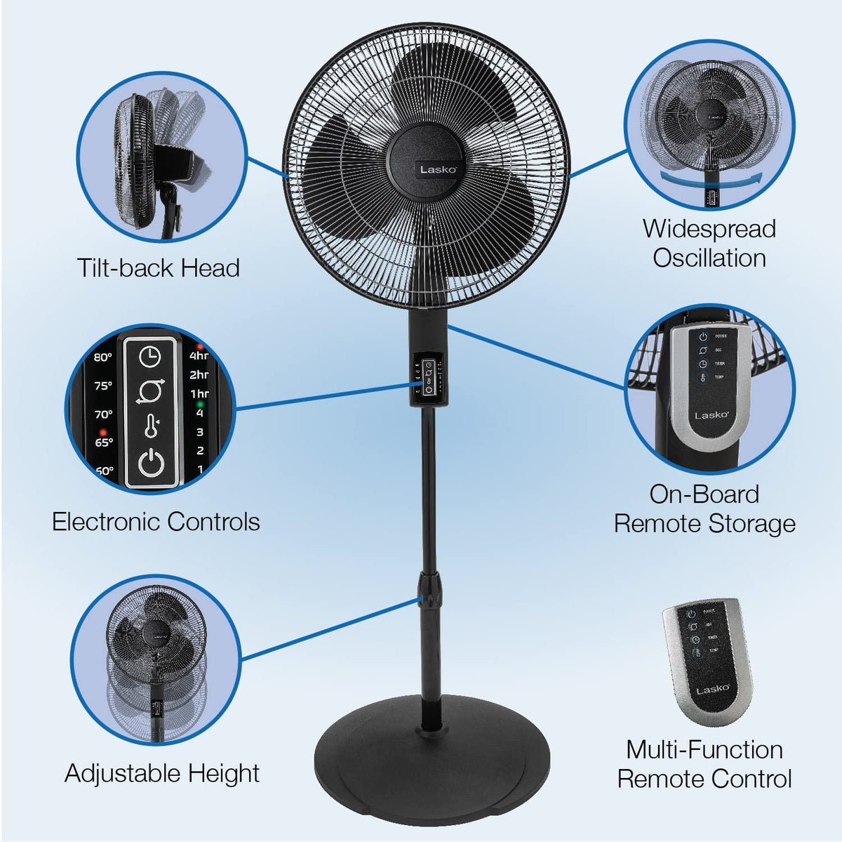 Oscillating Pedestal Fan 16" Black R61189