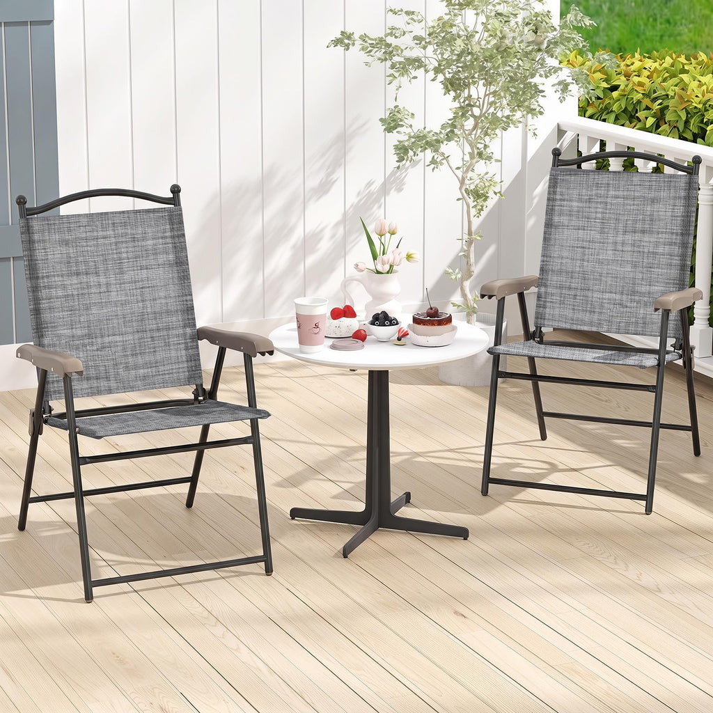 Set of 2 Grey Patio Folding Chairs W5340