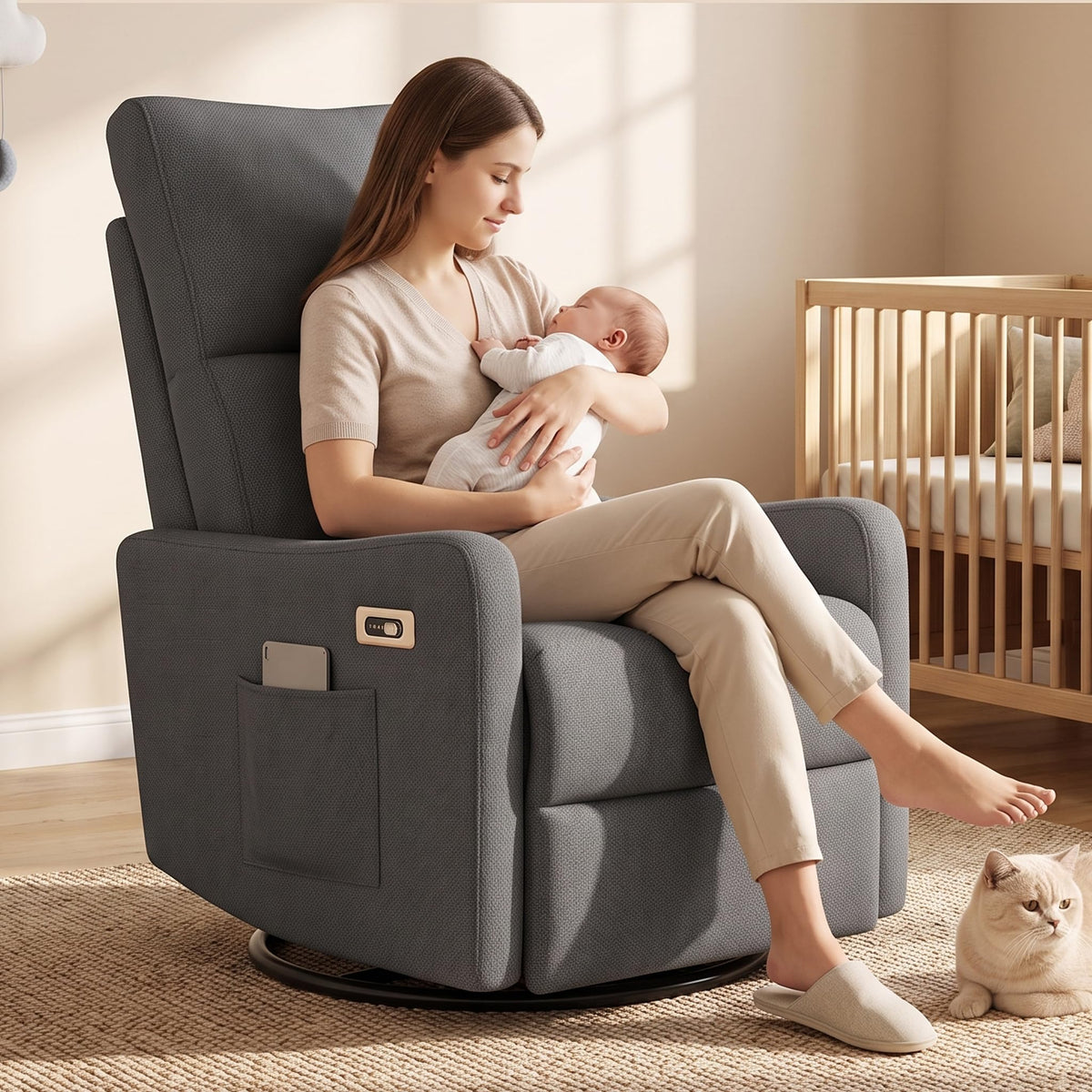 Small Power Swivel Rocker Recliner Chair I743305