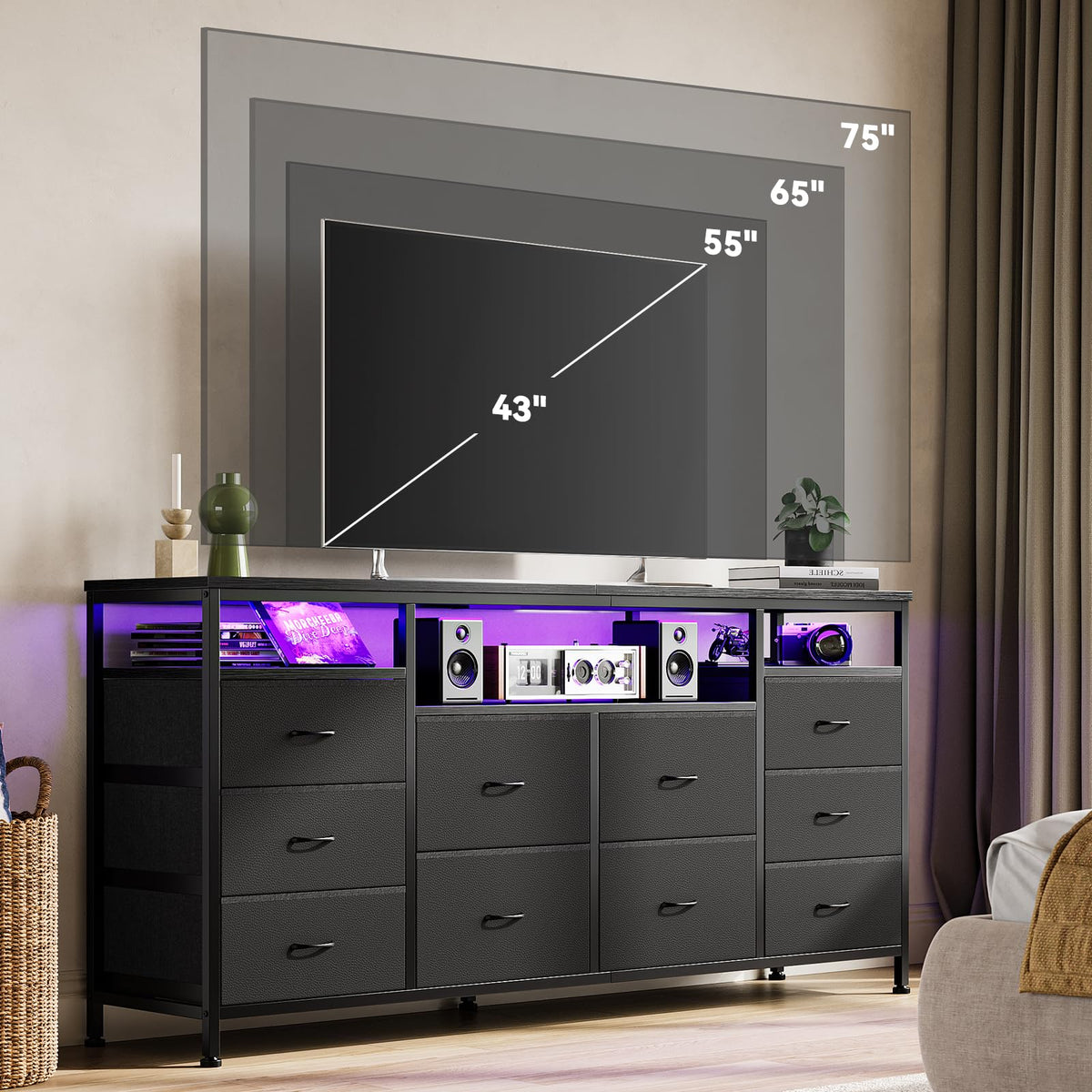 Dresser TV Stand with LED Lights H3184