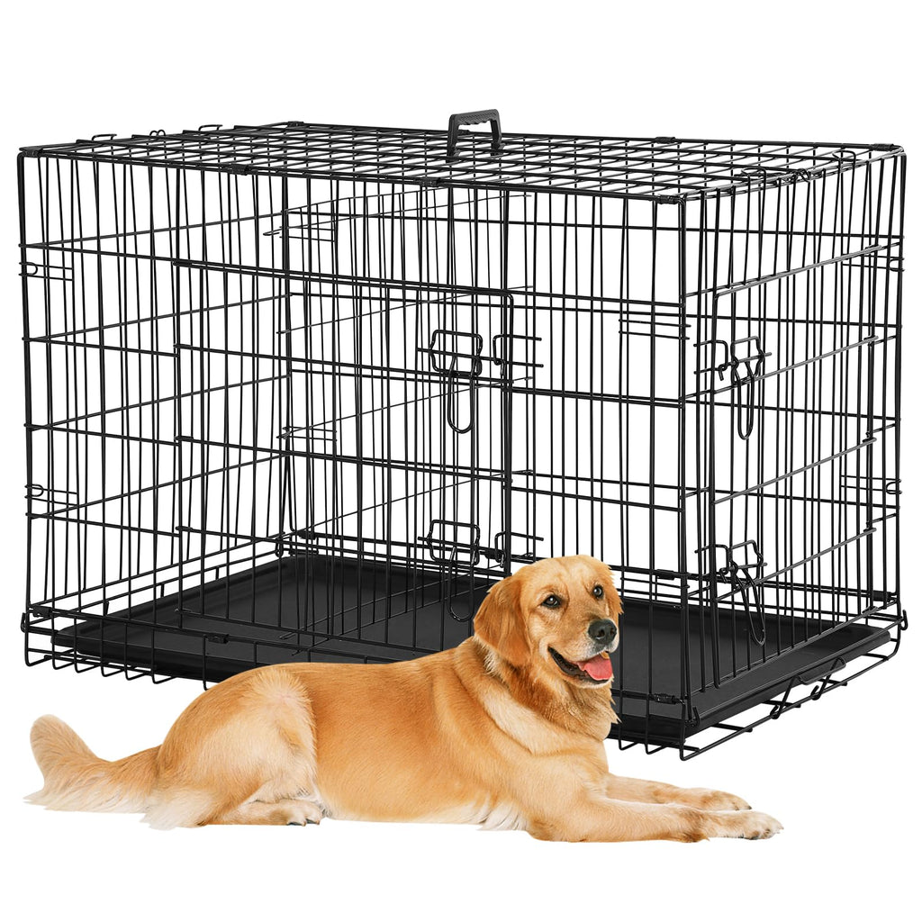 48 Inch Foldable Metal Wire Dog Crate with Tray K6067