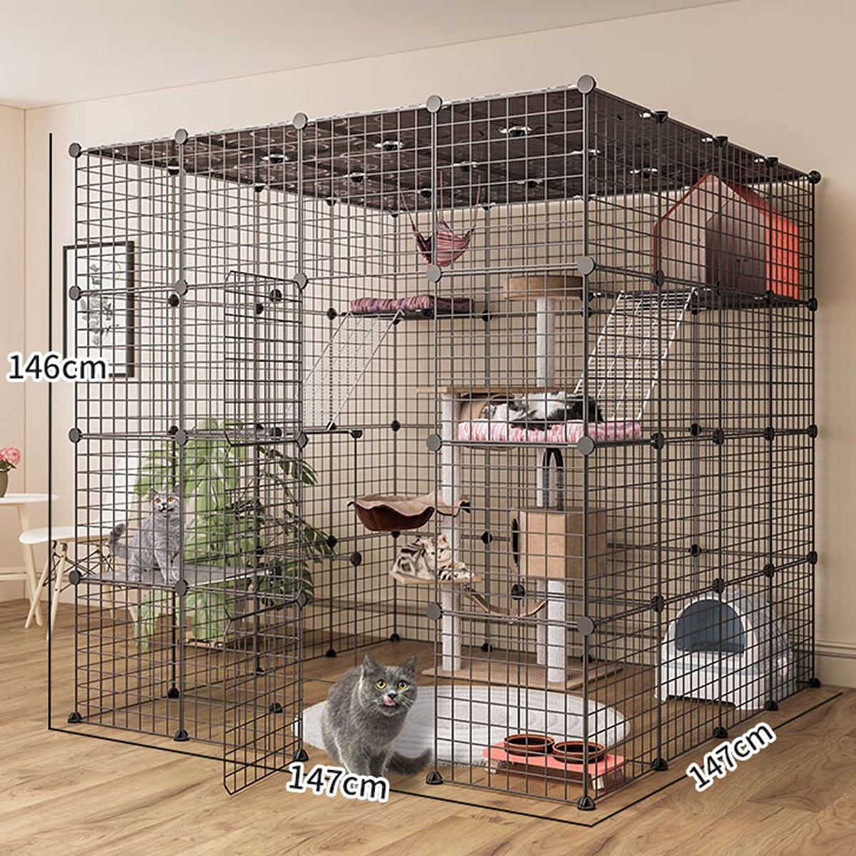 Metal Wire Small Animal Cage 147 * 147 * 146cm W9334