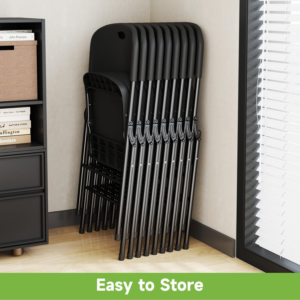 Folding Chairs Set of 10 Black P61998