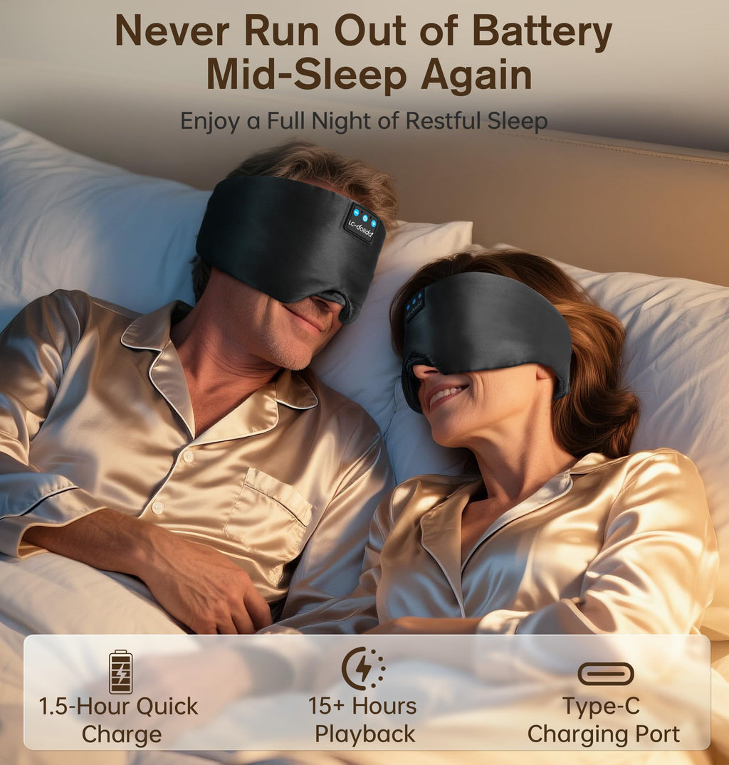 Silk Soft Sleep Mask with Bluetooth Black I7050