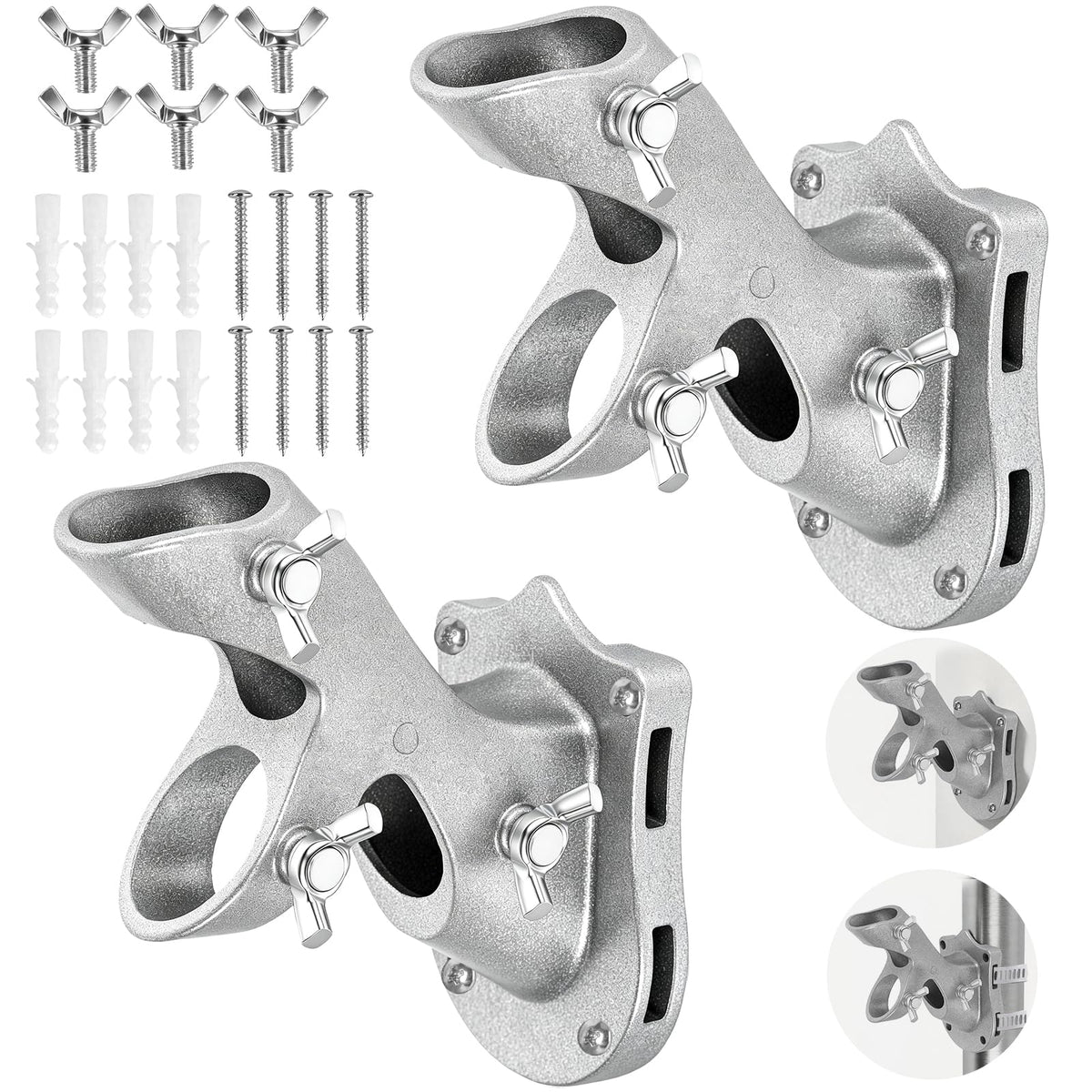 Heavy Duty Aluminum Rustproof Flag Pole Holder Wall Mount 2Pack C1754
