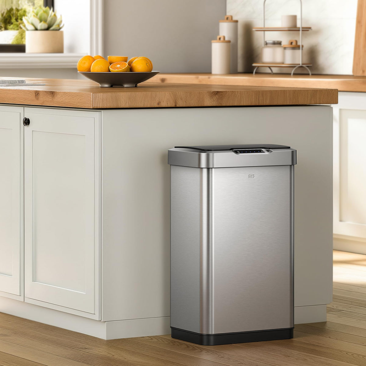 50 Liter Touchless Rectangular Motion Sensor Trash Can Brushed Stainless Steel Y852