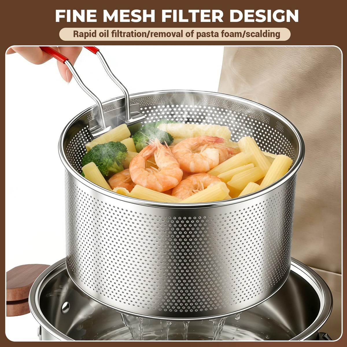 2.8L Stainless Steel Deep Fryer Pot with Basket C33071