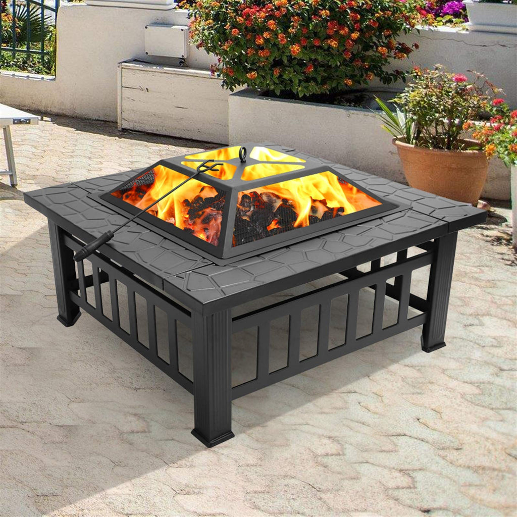 32in Square Metal Fire Pit Table I452910