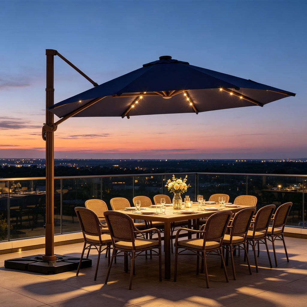 Cantilever Umbrella with Base and Lights T6783