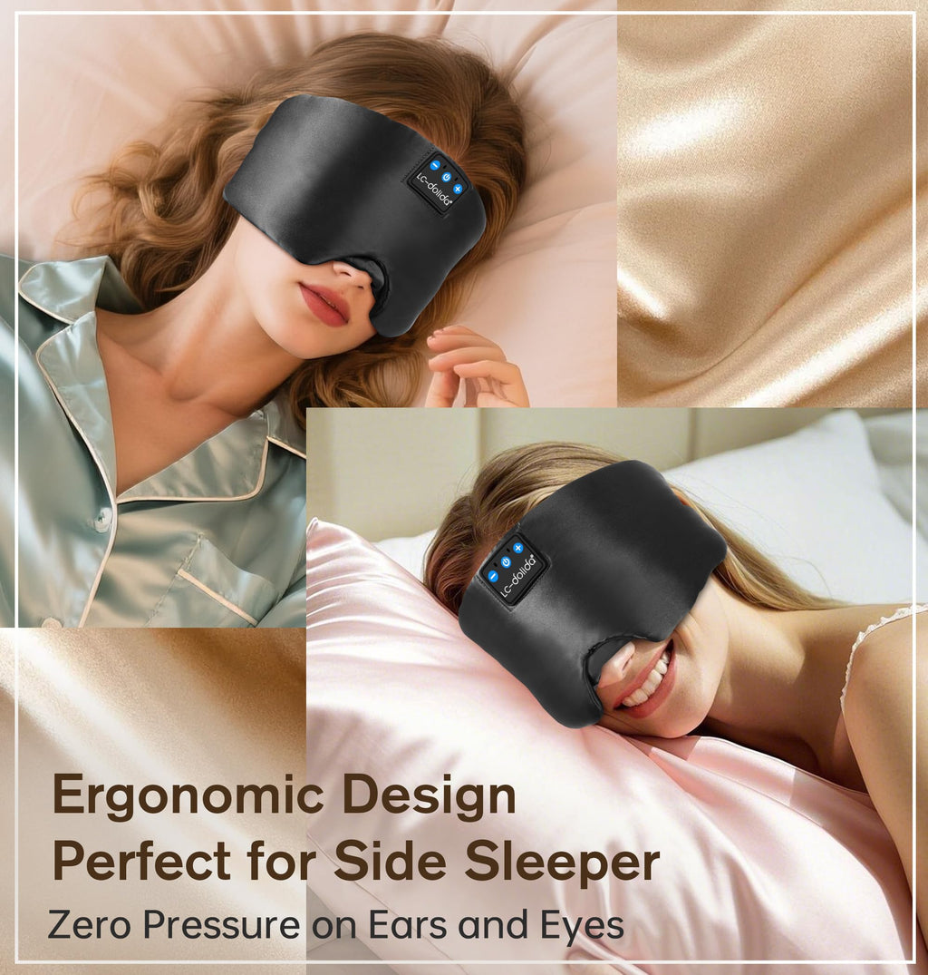 Silk Soft Sleep Mask with Bluetooth Black I7050