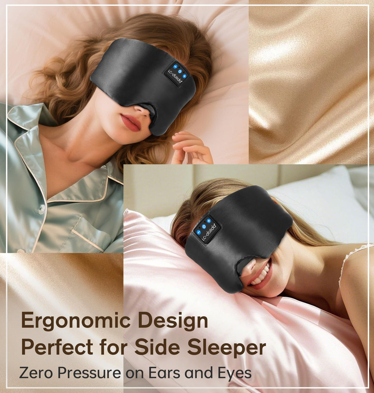 Silk Soft Sleep Mask with Bluetooth Black I7050