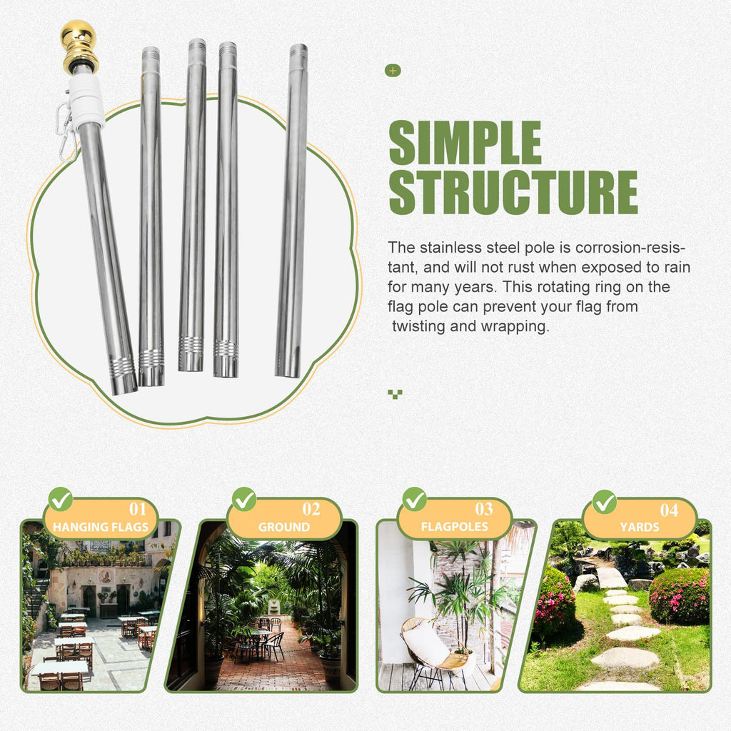 Detachable Flag Pole Kit Stainless Steel A45121