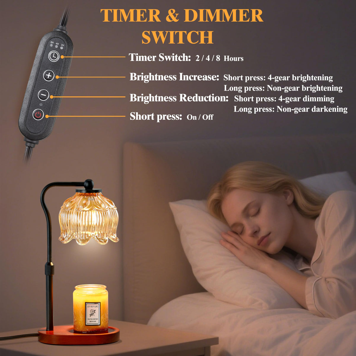 Candle Warmer Lamp with Timer & Stepless Dimming Z388