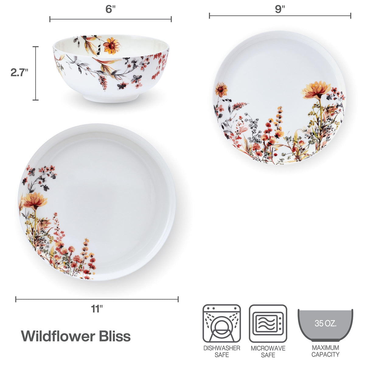 12 Piece Floral Bone China Dinnerware Set P942859