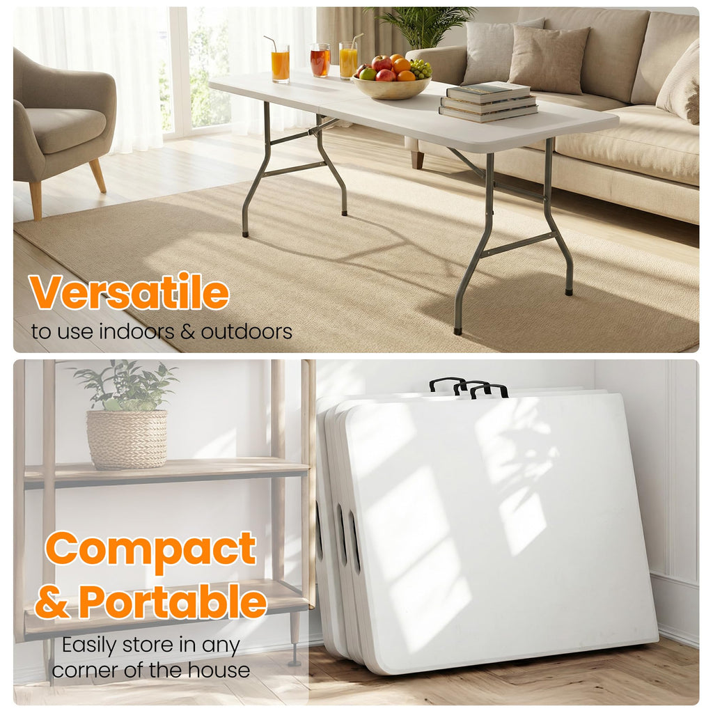 6FT White Portable Plastic Folding Table L24634