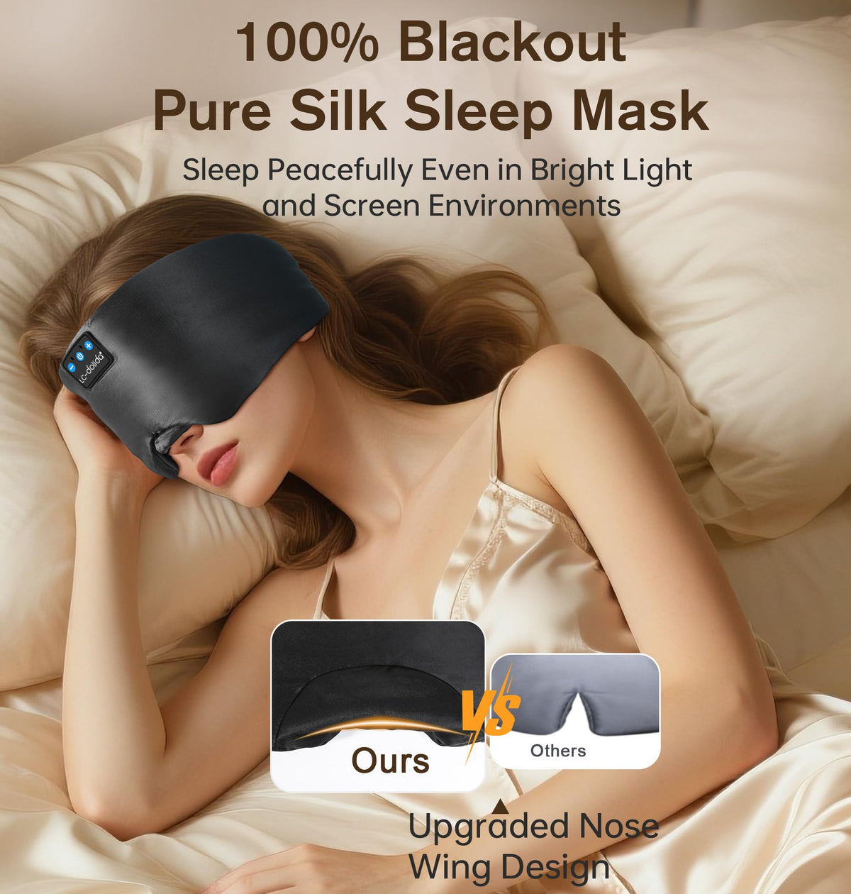 Silk Soft Sleep Mask with Bluetooth Black I7050