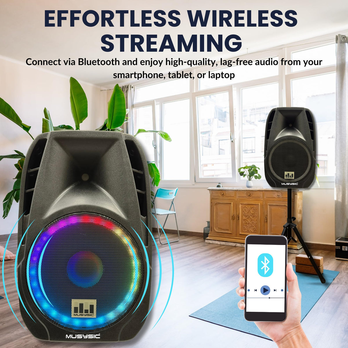 15" 2000W Portable PA Speaker System with Wireless Microphones O534763