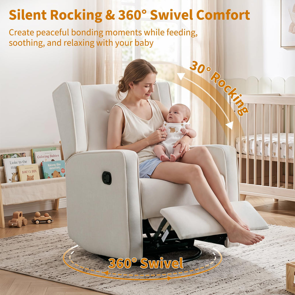 White Swivel Rocker Recliner Chair C738