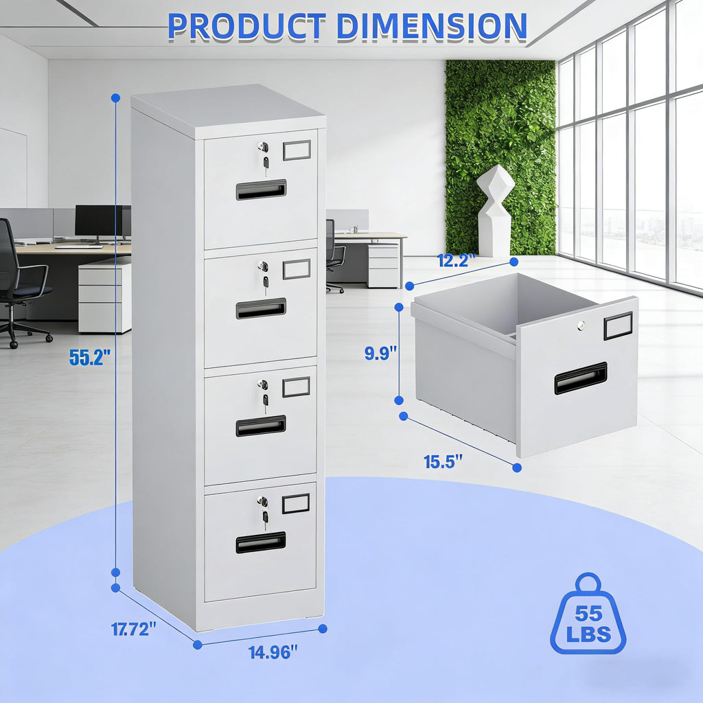 4 Drawer White Metal File Cabinet B175