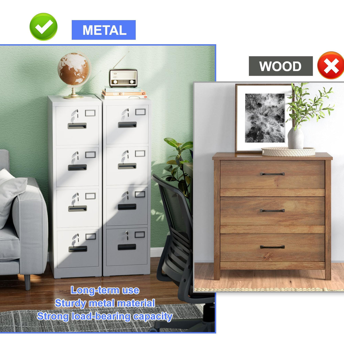 4 Drawer White Metal File Cabinet B175