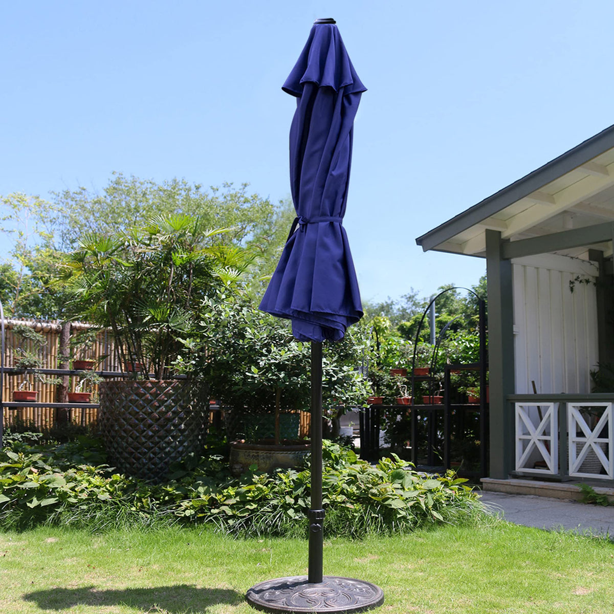 9' Patio Umbrella with 8 Ribs Navy Blue B21056
