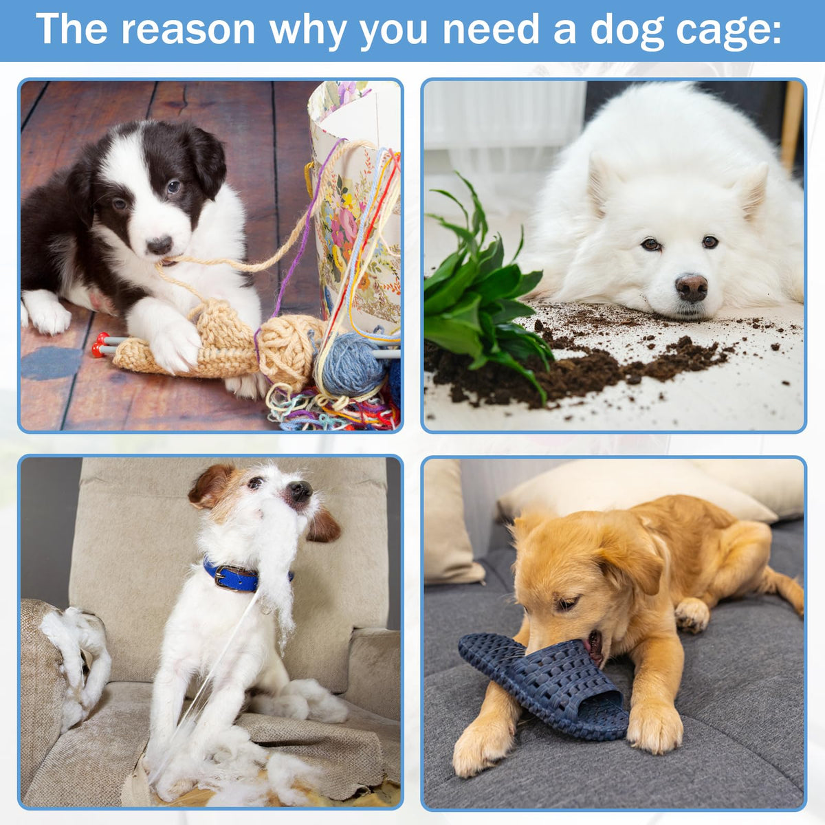 48 Inch Foldable Metal Wire Dog Crate with Tray K6067