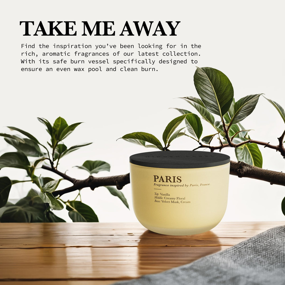 Vanilla Cream Scented Candle, 16 oz, 3-Wick Soy Wax S557183