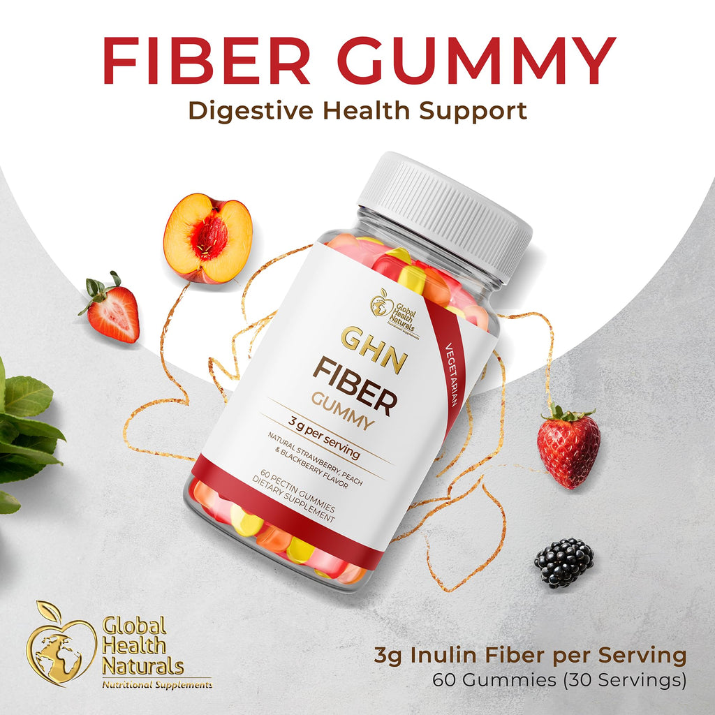 Vegan Fiber Gummies 3g Prebiotic Inulin Non-GMO Gluten-Free 30 Servings O364