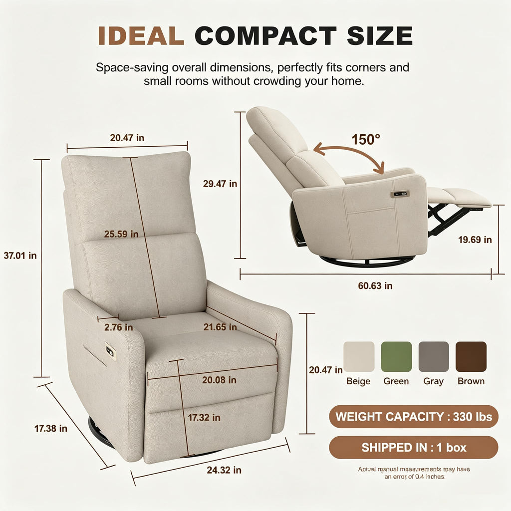 Small Power Swivel Rocker Recliner Chair I743305