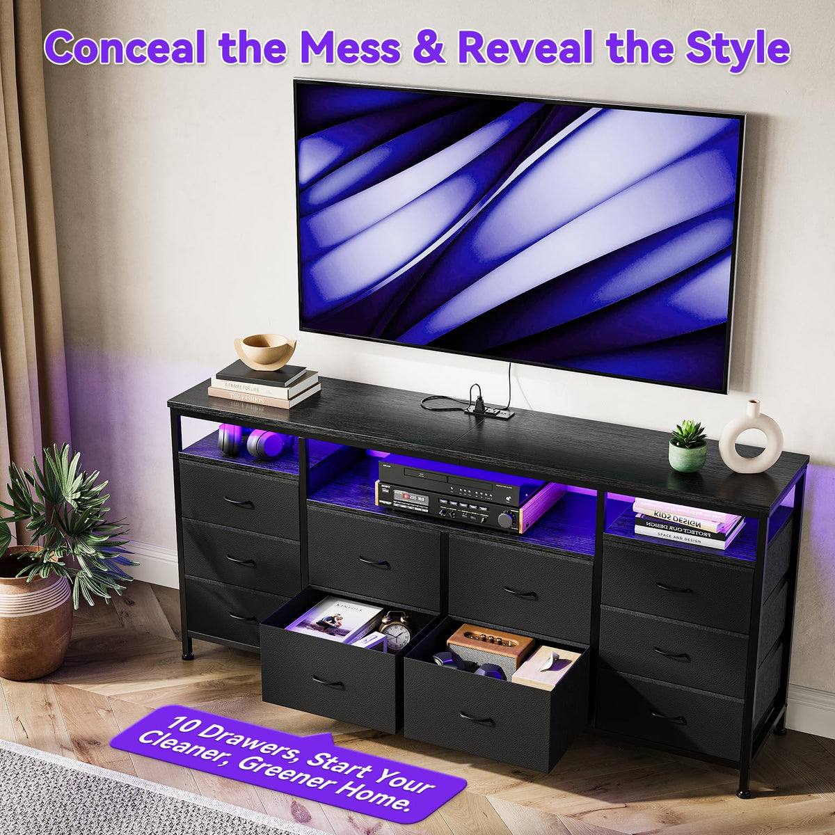 Dresser TV Stand with LED Lights H3184