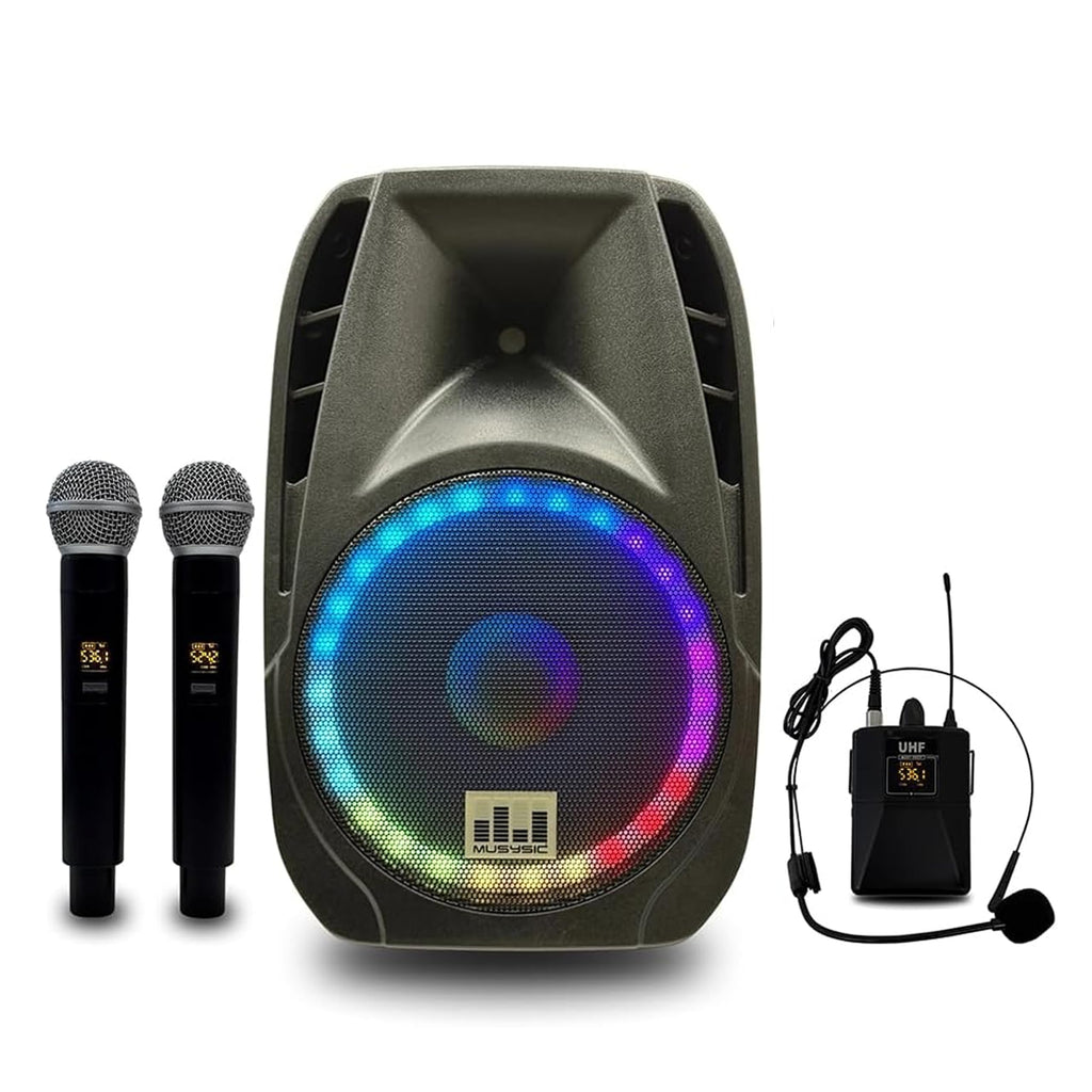 15" 2000W Portable PA Speaker System with Wireless Microphones O534763