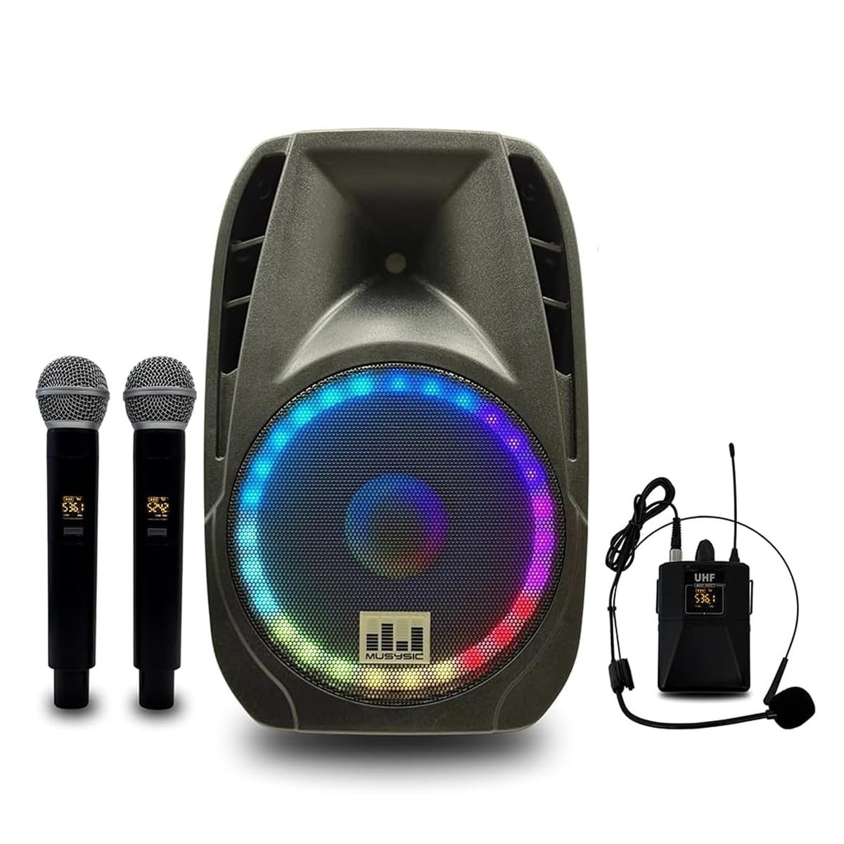15" 2000W Portable PA Speaker System with Wireless Microphones O534763