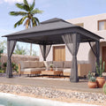 12x12 Pop Up Gazebo with Mosquito Netting and Sidewalls Grey Y6970