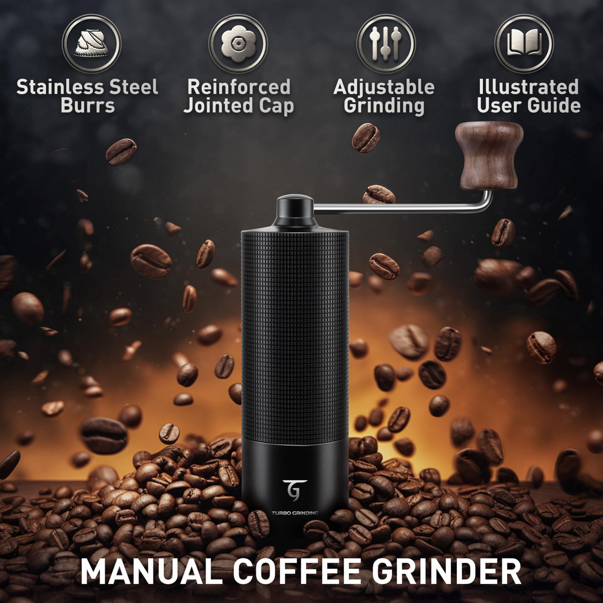 Manual Coffee Grinder with Stainless Steel Conical Burr J4574