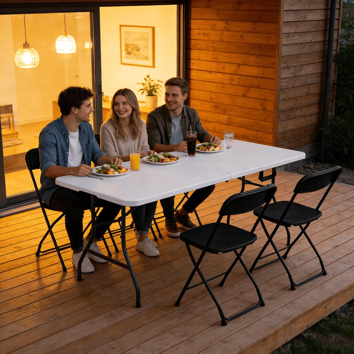 6FT White Folding Table with Steel Legs O89567
