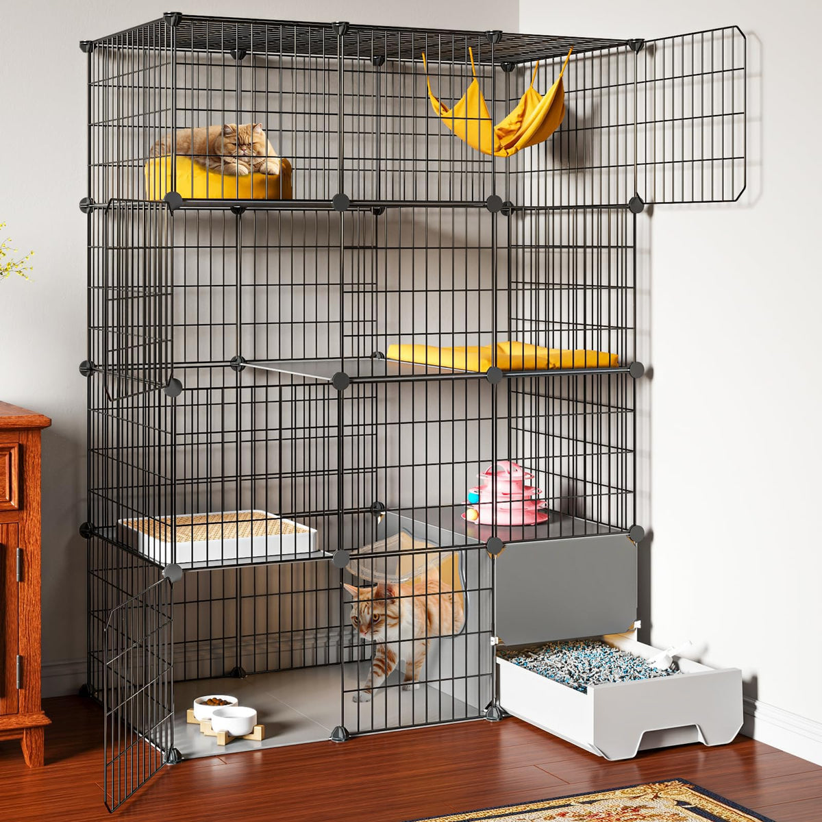 Large 4-Tier Cat Cage with Litter Box S878