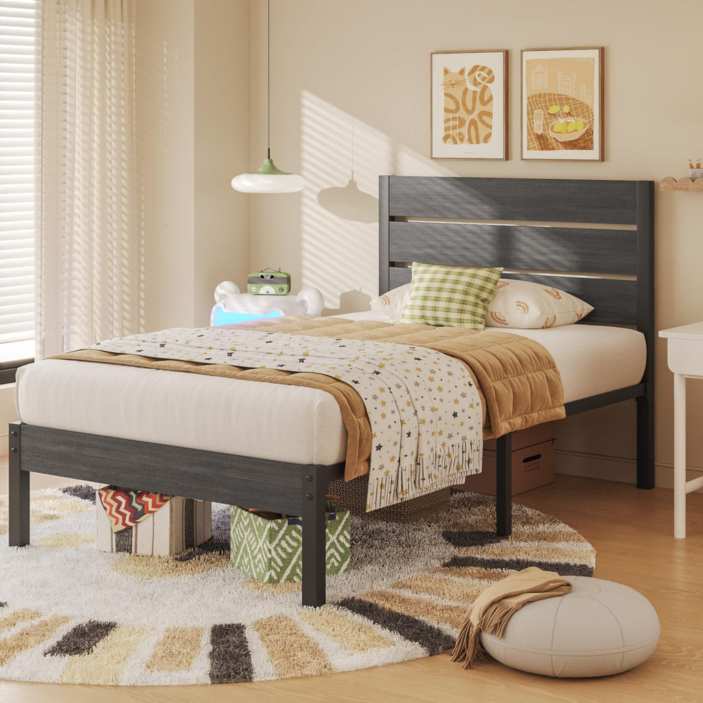 Twin Metal Bed Frame with Headboard and Under Bed Storage M933096