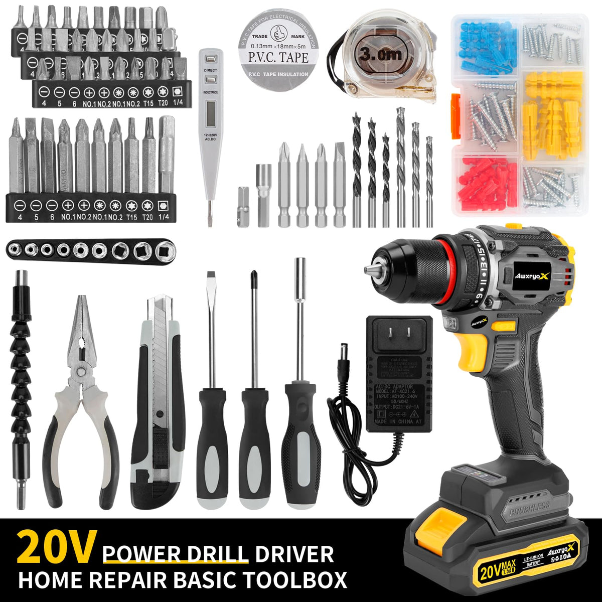 Brushless Compact Cordless Drill Tool Set 135Pcs C7771