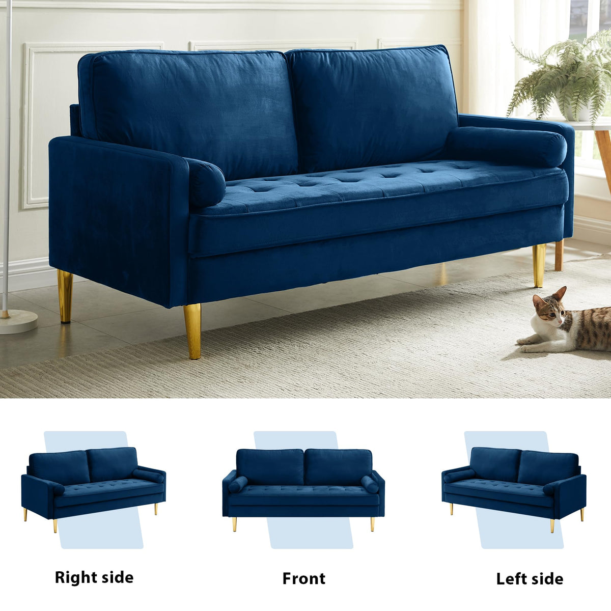 67" Velvet Tufted 2-Seater Sofa V8544