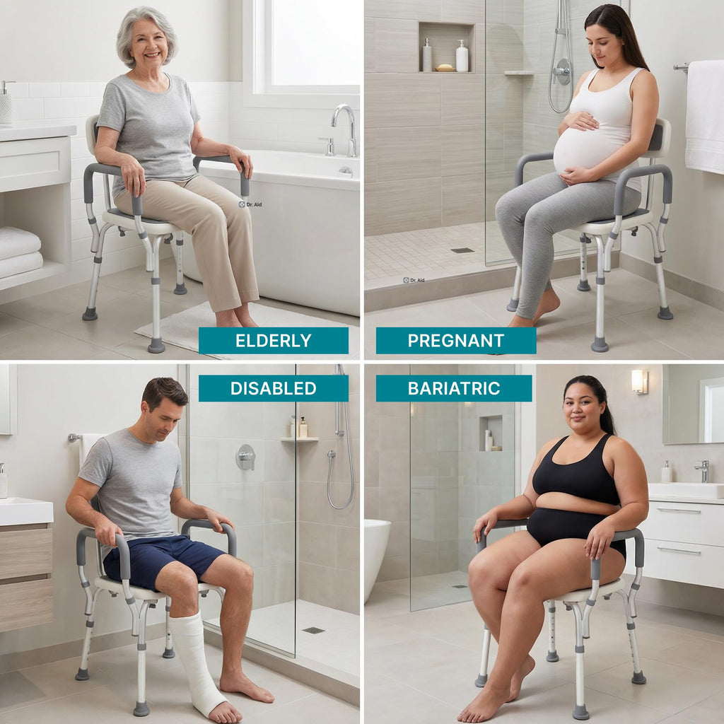 Shower Chair, 6-Height Adjustable, 400 lbs F5845