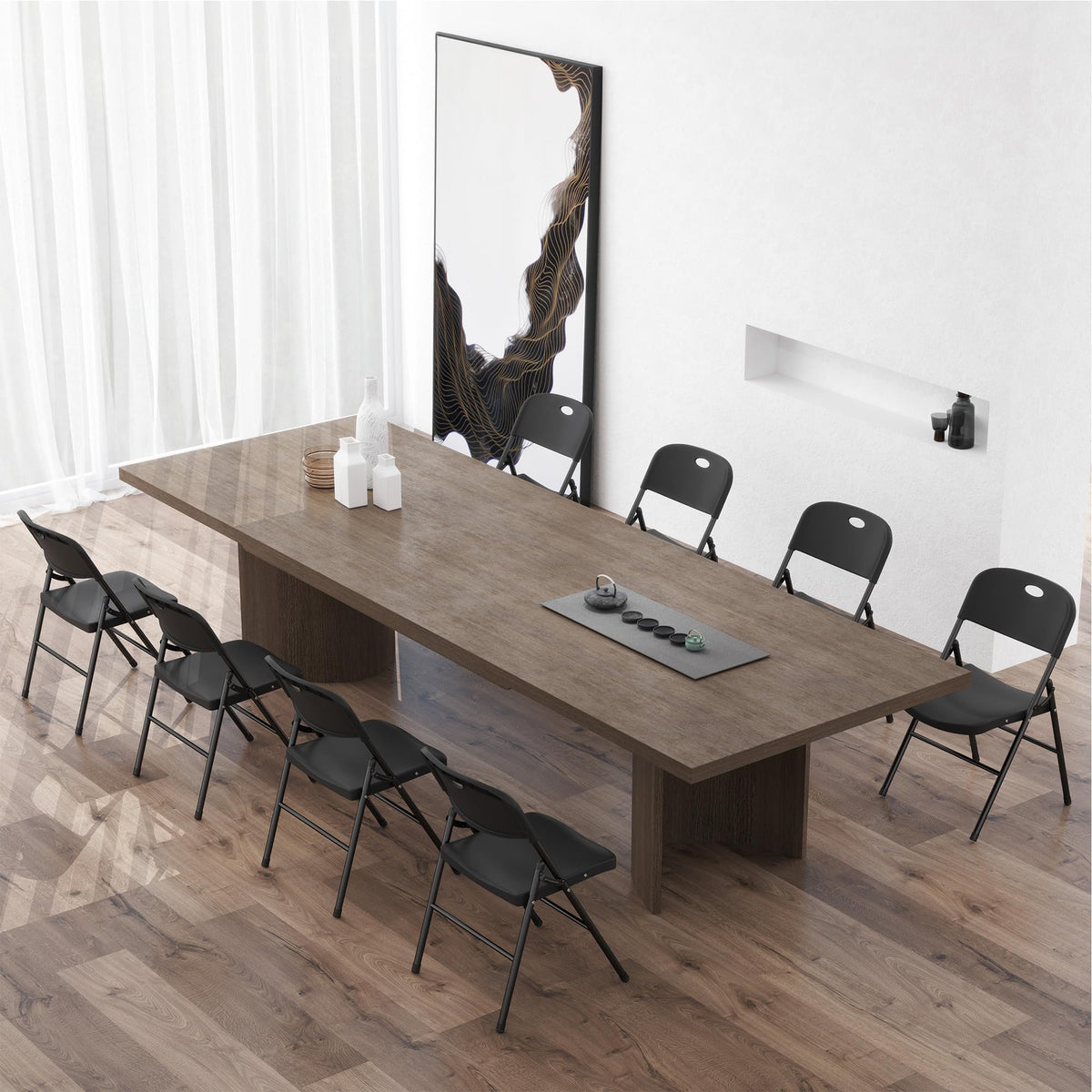 Folding Chairs Set of 10 Black P61998