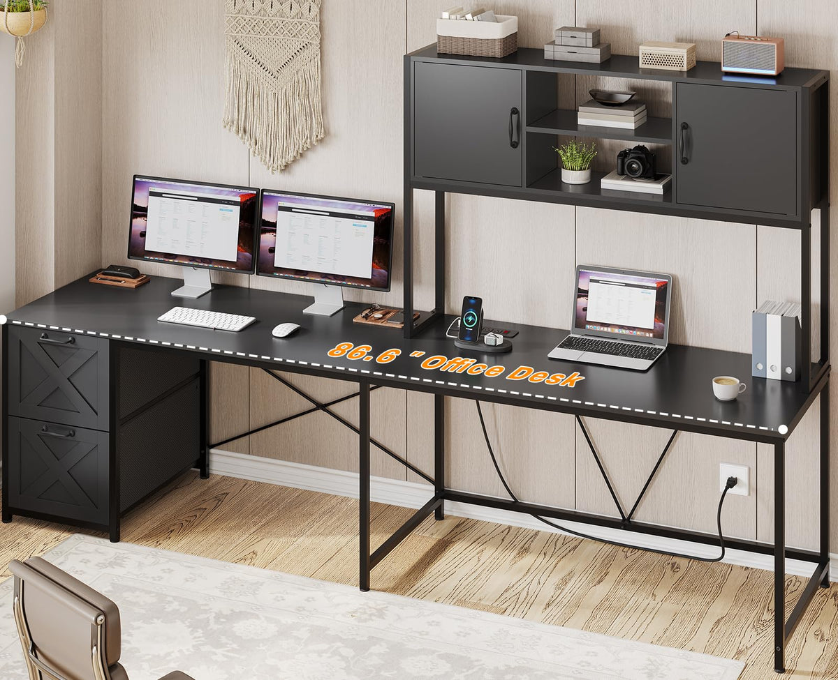 L Shaped Corner Gaming Desk with Drawers I7881