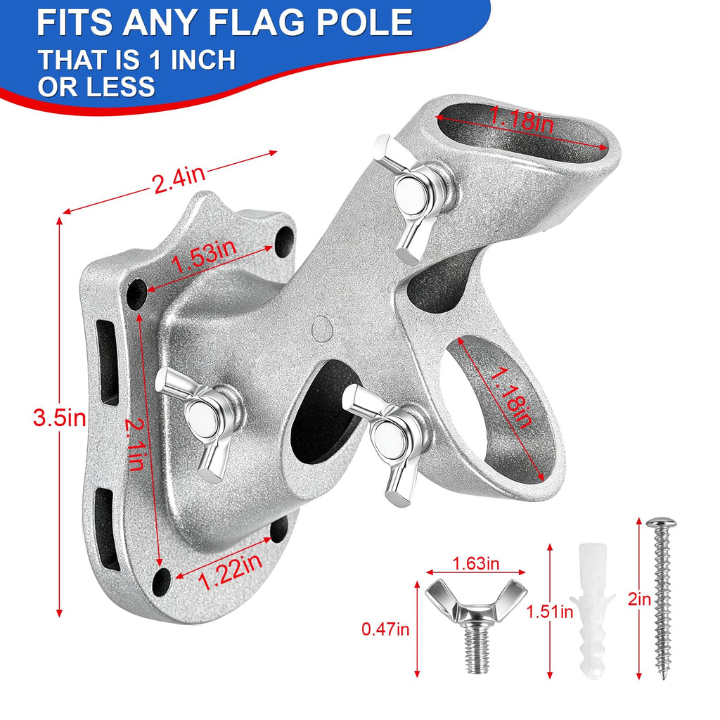 Heavy Duty Aluminum Rustproof Flag Pole Holder Wall Mount 2Pack C1754
