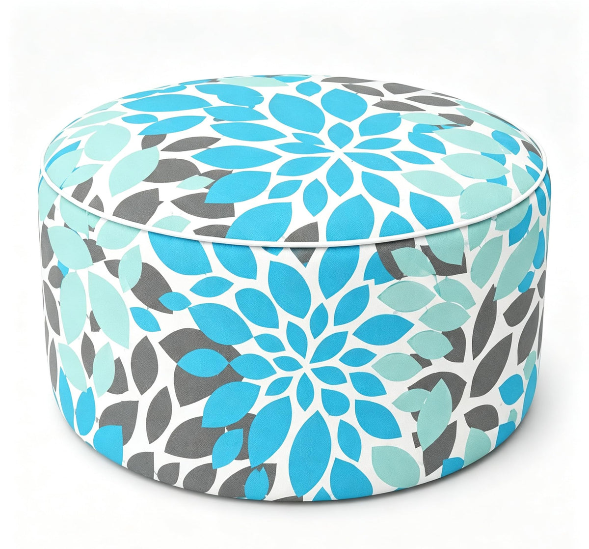 Inflatable Outdoor Ottoman 21"x21"x9", UV Fade Resistant Foot Stool, Portable Water Repellent with Carry Handle Teal V470380