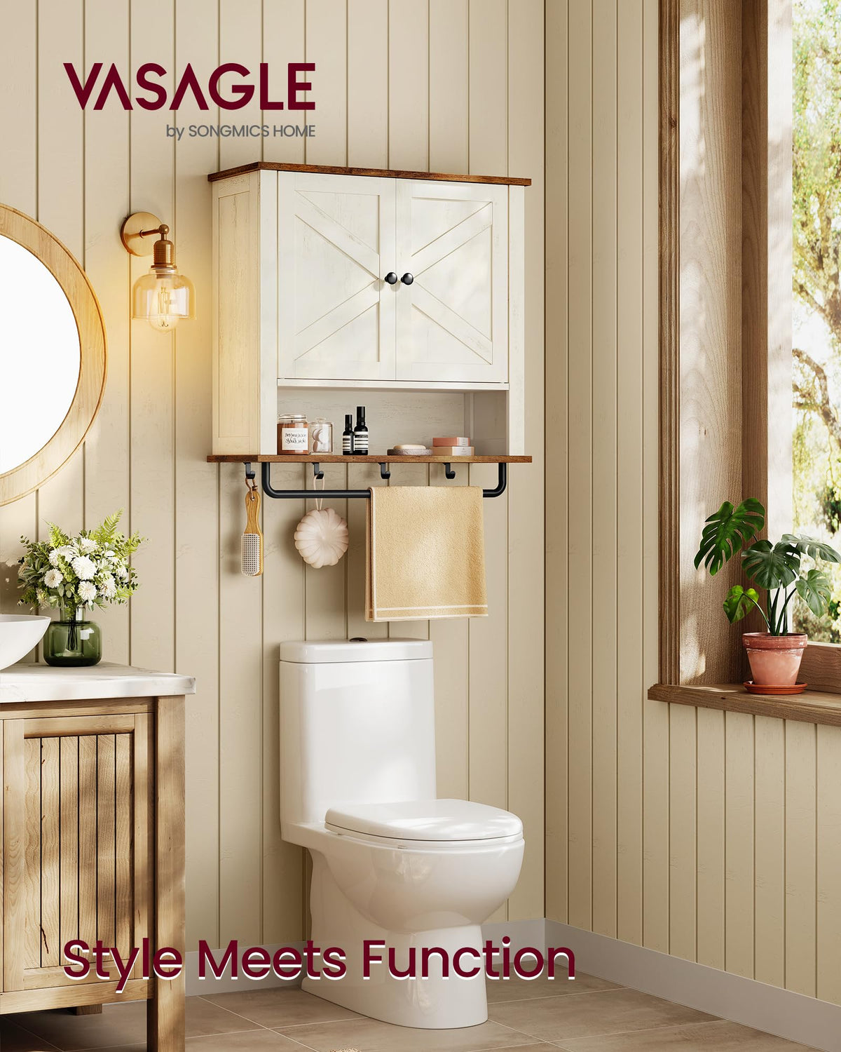 Wall-Mounted Bathroom Cabinet with Towel Bar Z376