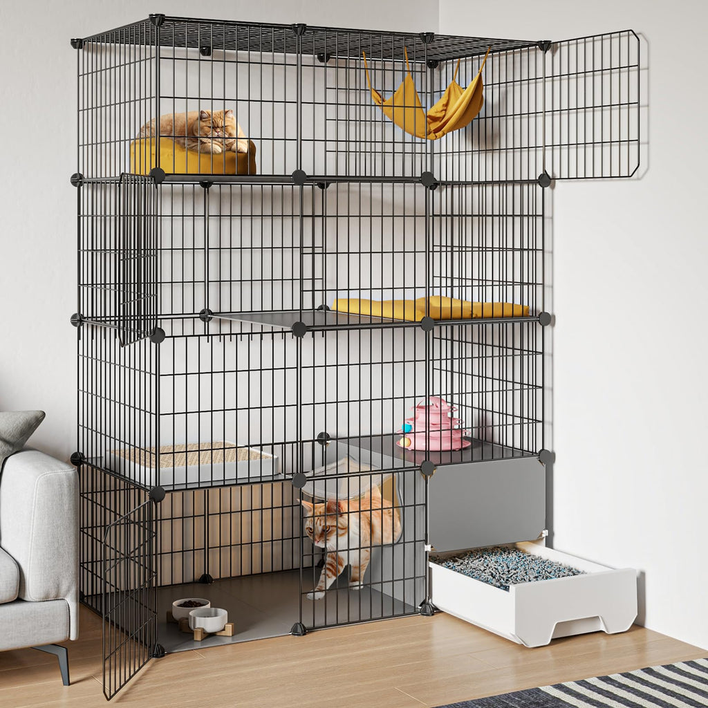 Large 4-Tier Cat Cage with Litter Box S878