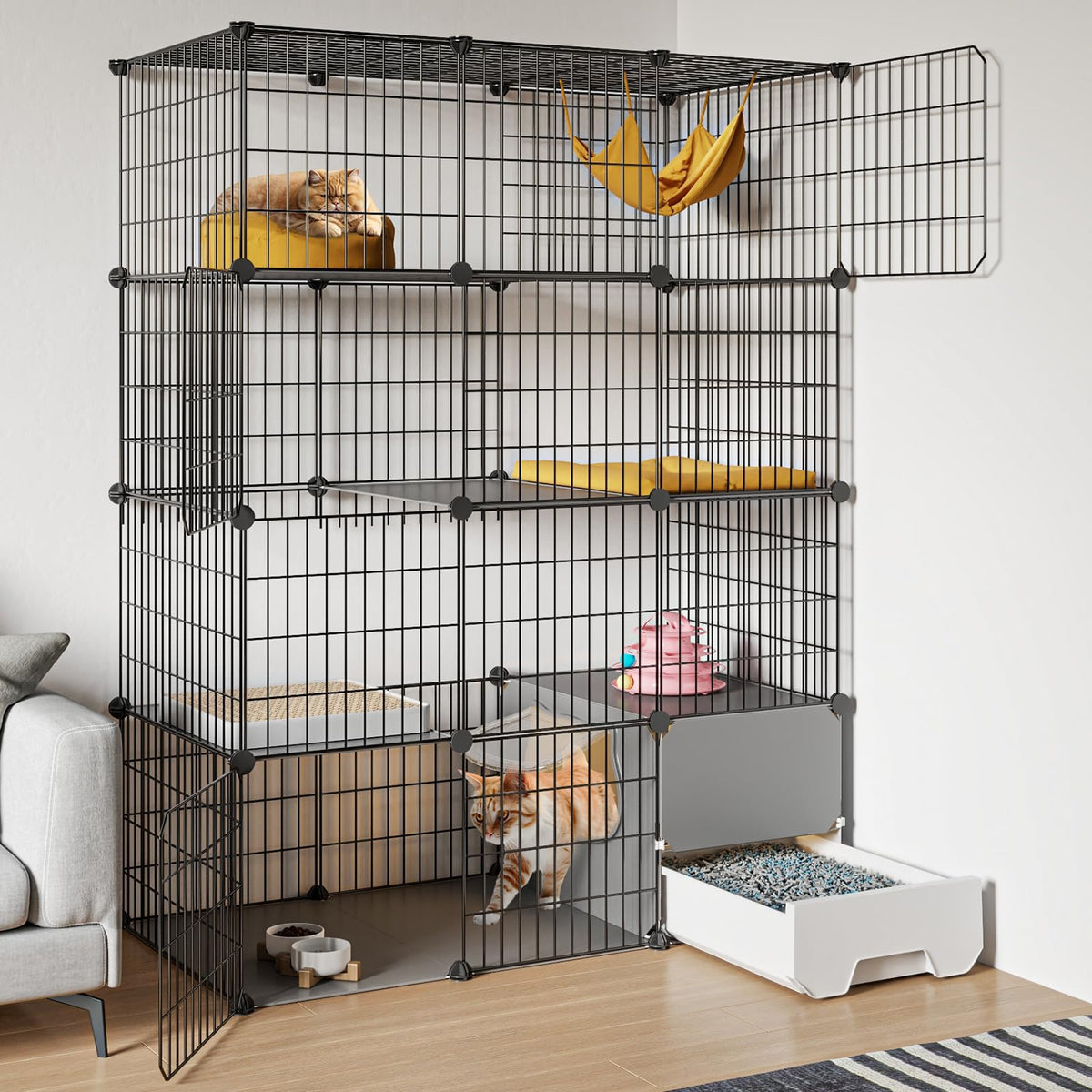 Large 4-Tier Cat Cage with Litter Box S878
