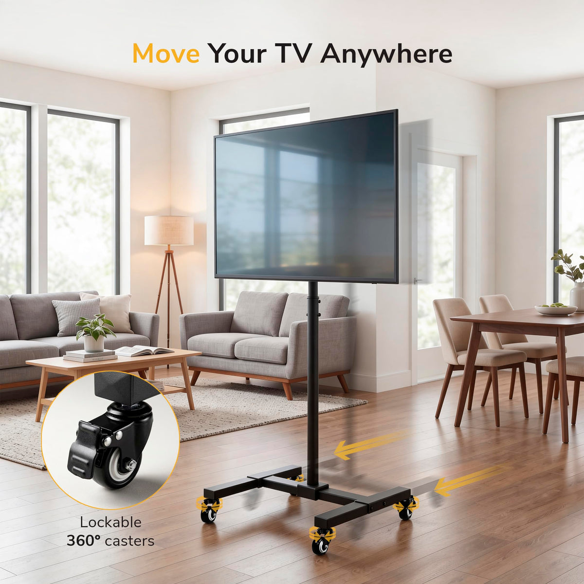 Black Mobile TV Stand with Locking Wheels H60729